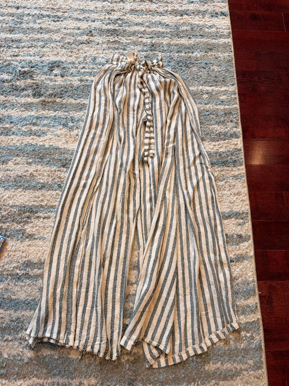 BECCA Black Cream Striped Wide Leg Swim Cover Up Pants S